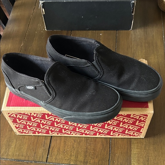 Vans Shoes - Vans Asher canvas black/black slip-on shoes size women's 7